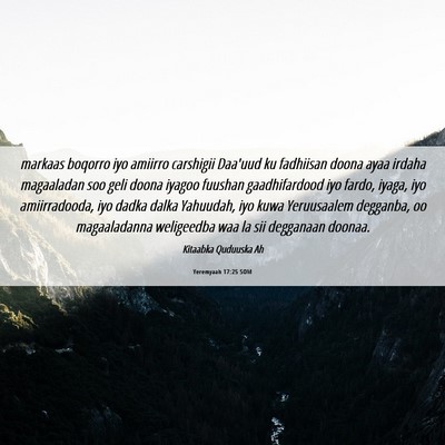 Picture 06 - Yeremyaah 17:25 SOM - markaas boqorro iyo amiirro carshigii Daa'uud ku - Bible Verse Picture