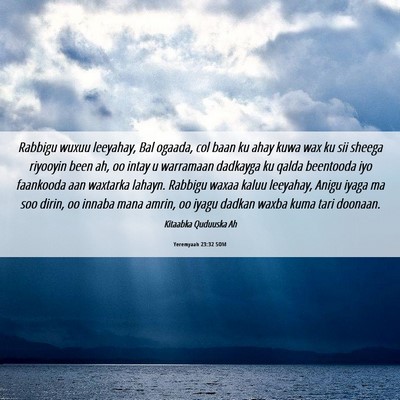 Picture 06 - Yeremyaah 23:32 SOM - Rabbigu wuxuu leeyahay, Bal ogaada, col baan ku - Bible Verse Picture