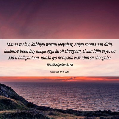 Picture 06 - Yeremyaah 27:15 SOM - Maxaa yeelay, Rabbigu wuxuu leeyahay, Anigu sooma - Bible Verse Picture