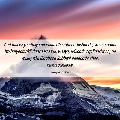 Picture 06 - Yeremyaah 3:21 SOM - Cod baa ka yeedhaya meelaha dhaadheer dushooda, - Bible Verse Picture