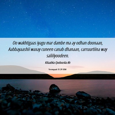 Picture 06 - Yeremyaah 31:29 SOM - Oo wakhtigaas iyagu mar dambe ma ay odhan - Bible Verse Picture