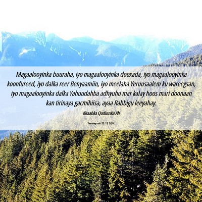 Picture 06 - Yeremyaah 33:13 SOM - Magaalooyinka buuraha, iyo magaalooyinka dooxada, - Bible Verse Picture