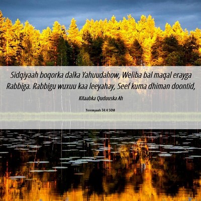 Picture 06 - Yeremyaah 34:4 SOM - Sidqiyaah boqorka dalka Yahuudahow, Weliba bal - Bible Verse Picture