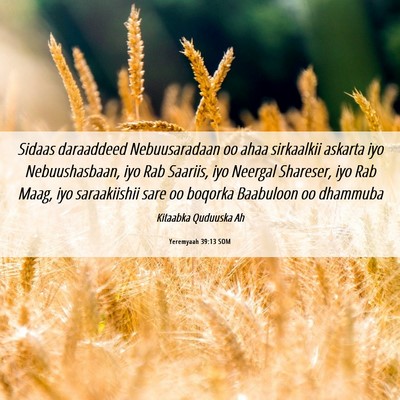 Picture 06 - Yeremyaah 39:13 SOM - Sidaas daraaddeed Nebuusaradaan oo ahaa - Bible Verse Picture