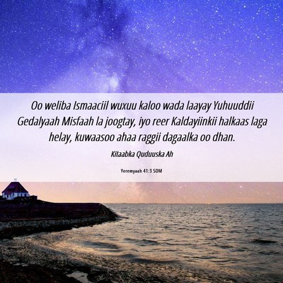 Picture 06 - Yeremyaah 41:3 SOM - Oo weliba Ismaaciil wuxuu kaloo wada laayay - Bible Verse Picture