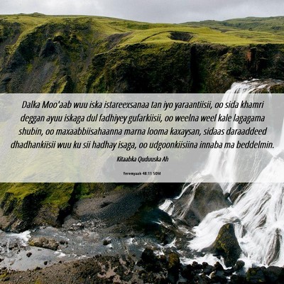 Picture 06 - Yeremyaah 48:11 SOM - Dalka Moo'aab wuu iska istareexsanaa tan iyo - Bible Verse Picture