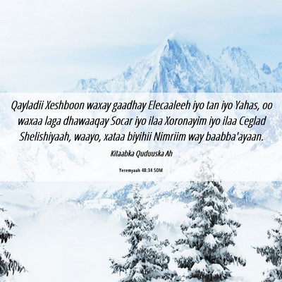 Picture 06 - Yeremyaah 48:34 SOM - Qayladii Xeshboon waxay gaadhay Elecaaleeh iyo - Bible Verse Picture