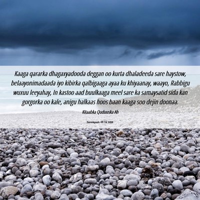 Picture 06 - Yeremyaah 49:16 SOM - Kaaga qararka dhagaxyadooda deggan oo kurta - Bible Verse Picture
