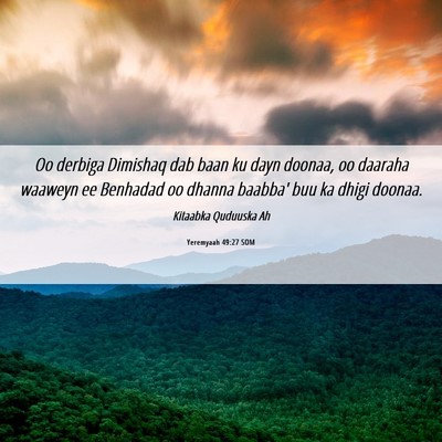 Picture 06 - Yeremyaah 49:27 SOM - Oo derbiga Dimishaq dab baan ku dayn doonaa, oo - Bible Verse Picture