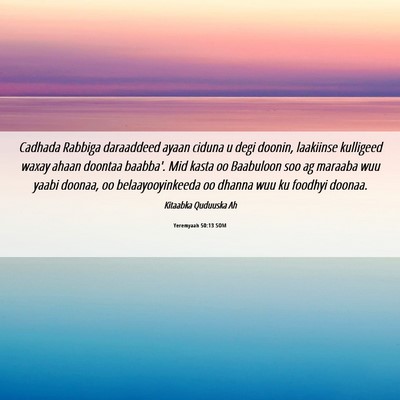 Picture 06 - Yeremyaah 50:13 SOM - Cadhada Rabbiga daraaddeed ayaan ciduna u degi - Bible Verse Picture
