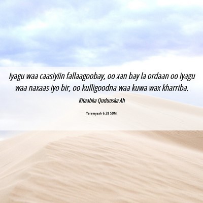 Picture 06 - Yeremyaah 6:28 SOM - Iyagu waa caasiyiin fallaagoobay, oo xan bay la - Bible Verse Picture