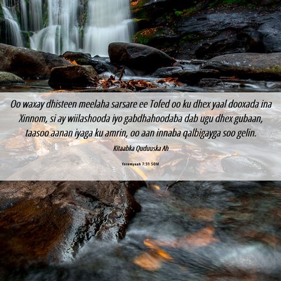 Picture 06 - Yeremyaah 7:31 SOM - Oo waxay dhisteen meelaha sarsare ee Tofed oo ku - Bible Verse Picture