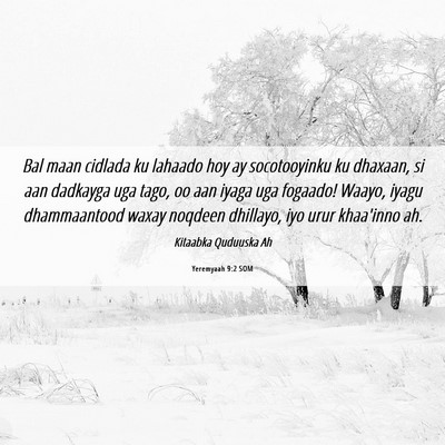 Picture 06 - Yeremyaah 9:2 SOM - Bal maan cidlada ku lahaado hoy ay socotooyinku - Bible Verse Picture
