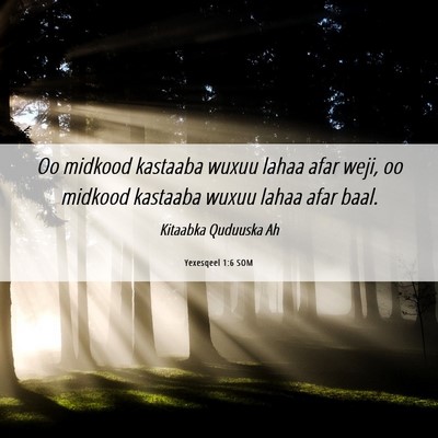 Picture 06 - Yexesqeel 1:6 SOM - Oo midkood kastaaba wuxuu lahaa afar weji, oo - Bible Verse Picture