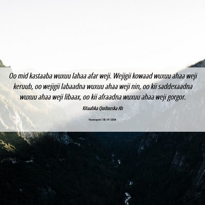 Picture 06 - Yexesqeel 10:14 SOM - Oo mid kastaaba wuxuu lahaa afar weji. Wejigii - Bible Verse Picture