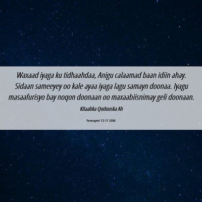 Picture 06 - Yexesqeel 12:11 SOM - Waxaad iyaga ku tidhaahdaa, Anigu calaamad baan - Bible Verse Picture
