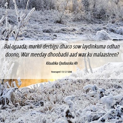 Picture 06 - Yexesqeel 13:12 SOM - Bal ogaada, markii derbigu dhaco sow laydinkuma - Bible Verse Picture