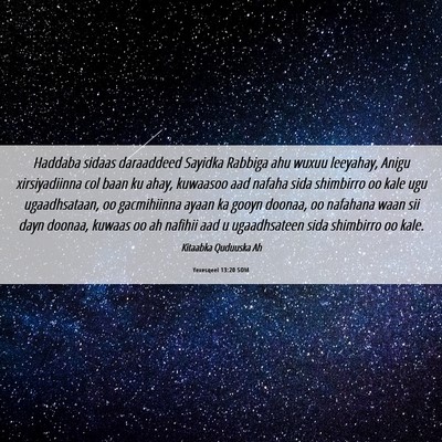 Picture 06 - Yexesqeel 13:20 SOM - Haddaba sidaas daraaddeed Sayidka Rabbiga ahu - Bible Verse Picture