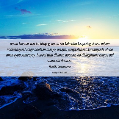 Picture 06 - Yexesqeel 18:13 SOM - oo uu korsaar wax ku bixiyey, oo uu cid kale ribo - Bible Verse Picture