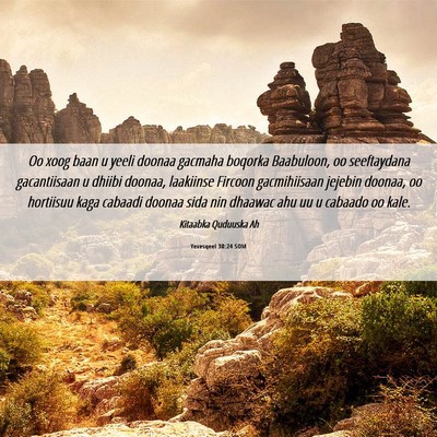 Picture 06 - Yexesqeel 30:24 SOM - Oo xoog baan u yeeli doonaa gacmaha boqorka - Bible Verse Picture