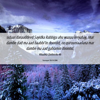 Picture 06 - Yexesqeel 36:14 SOM - sidaas daraaddeed Sayidka Rabbiga ahu wuxuu - Bible Verse Picture