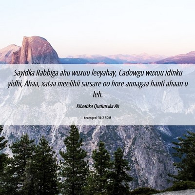 Picture 06 - Yexesqeel 36:2 SOM - Sayidka Rabbiga ahu wuxuu leeyahay, Cadowgu wuxuu - Bible Verse Picture