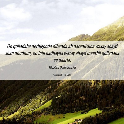 Picture 06 - Yexesqeel 41:9 SOM - Oo qolladaha derbigooda dibadda ah qaradiisuna - Bible Verse Picture