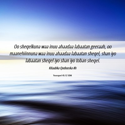 Picture 06 - Yexesqeel 45:12 SOM - Oo sheqelkuna waa inuu ahaadaa labaatan geeraah, - Bible Verse Picture