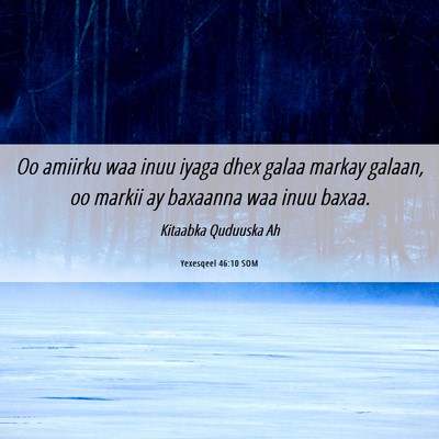 Picture 06 - Yexesqeel 46:10 SOM - Oo amiirku waa inuu iyaga dhex galaa markay - Bible Verse Picture