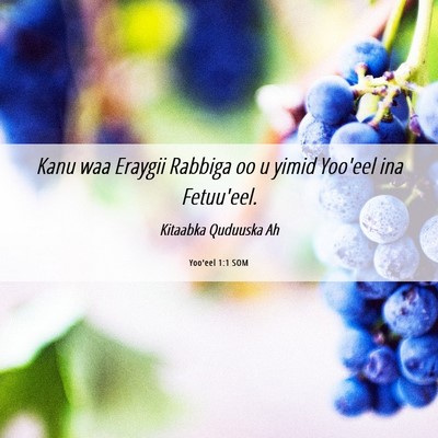 Picture 06 - Yoo'eel 1:1 SOM - Kanu waa Eraygii Rabbiga oo u yimid Yoo'eel ina - Bible Verse Picture