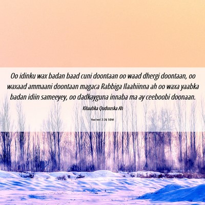 Picture 06 - Yoo'eel 2:26 SOM - Oo idinku wax badan baad cuni doontaan oo waad - Bible Verse Picture