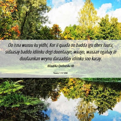 Picture 06 - Yoonis 1:12 SOM - Oo isna wuxuu ku yidhi, Kor ii qaada oo badda igu - Bible Verse Picture