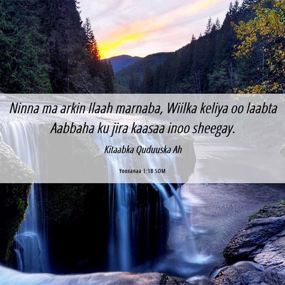 Picture 06 - Yooxanaa 1:18 SOM - Ninna ma arkin Ilaah marnaba, Wiilka keliya oo - Bible Verse Picture