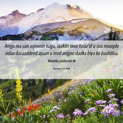 Picture 06 - Yooxanaa 1:31 SOM - Anigu ma aan aqoonin isaga, laakiin inuu - Bible Verse Picture