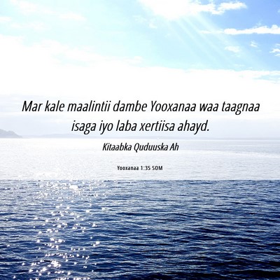 Picture 06 - Yooxanaa 1:35 SOM - Mar kale maalintii dambe Yooxanaa waa taagnaa - Bible Verse Picture