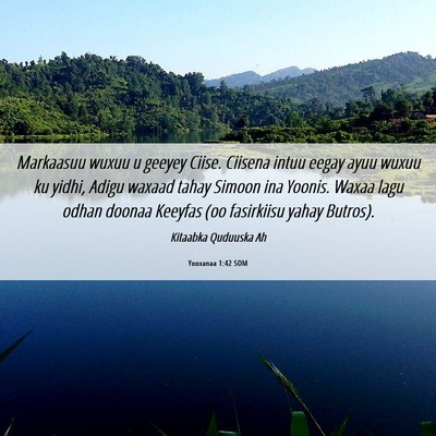 Picture 06 - Yooxanaa 1:42 SOM - Markaasuu wuxuu u geeyey Ciise. Ciisena intuu - Bible Verse Picture