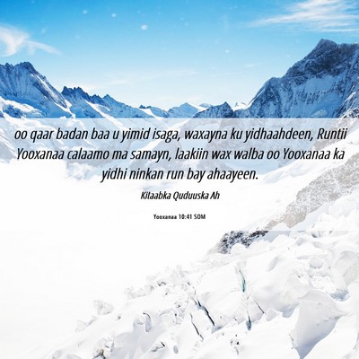 Picture 06 - Yooxanaa 10:41 SOM - oo qaar badan baa u yimid isaga, waxayna ku - Bible Verse Picture