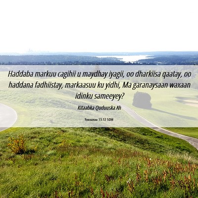 Picture 06 - Yooxanaa 13:12 SOM - Haddaba markuu cagihii u maydhay iyagii, oo - Bible Verse Picture