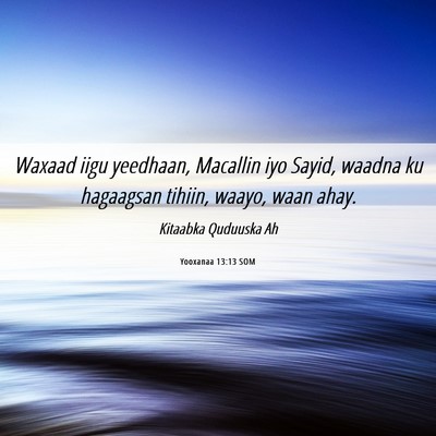 Picture 06 - Yooxanaa 13:13 SOM - Waxaad iigu yeedhaan, Macallin iyo Sayid, waadna - Bible Verse Picture