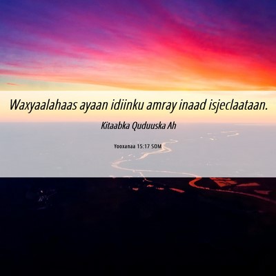 Picture 06 - Yooxanaa 15:17 SOM - Waxyaalahaas ayaan idiinku amray inaad - Bible Verse Picture