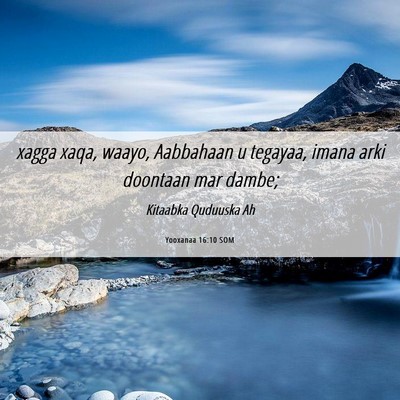 Picture 06 - Yooxanaa 16:10 SOM - xagga xaqa, waayo, Aabbahaan u tegayaa, imana - Bible Verse Picture