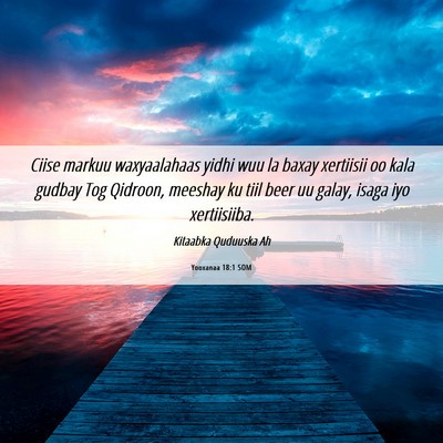 Picture 06 - Yooxanaa 18:1 SOM - Ciise markuu waxyaalahaas yidhi wuu la baxay - Bible Verse Picture
