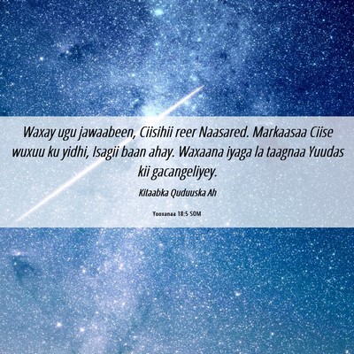 Picture 06 - Yooxanaa 18:5 SOM - Waxay ugu jawaabeen, Ciisihii reer Naasared. - Bible Verse Picture