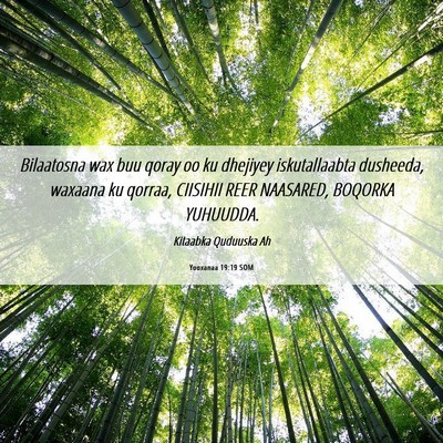 Picture 06 - Yooxanaa 19:19 SOM - Bilaatosna wax buu qoray oo ku dhejiyey - Bible Verse Picture