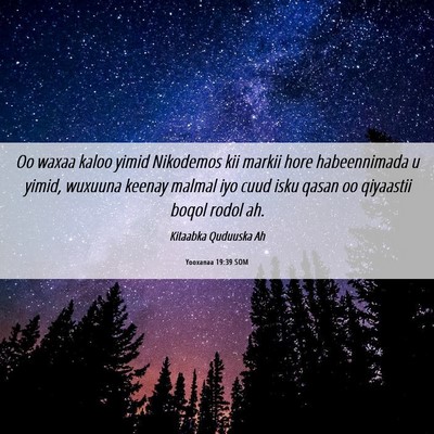 Picture 06 - Yooxanaa 19:39 SOM - Oo waxaa kaloo yimid Nikodemos kii markii hore - Bible Verse Picture