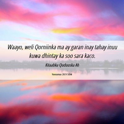 Picture 06 - Yooxanaa 20:9 SOM - Waayo, weli Qorniinka ma ay garan inay tahay inuu - Bible Verse Picture