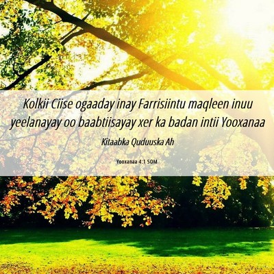 Picture 06 - Yooxanaa 4:1 SOM - Kolkii Ciise ogaaday inay Farrisiintu maqleen - Bible Verse Picture