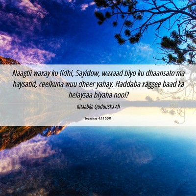 Picture 06 - Yooxanaa 4:11 SOM - Naagtii waxay ku tidhi, Sayidow, waxaad biyo ku - Bible Verse Picture