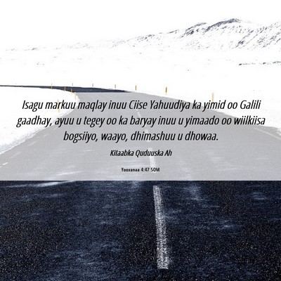 Picture 06 - Yooxanaa 4:47 SOM - Isagu markuu maqlay inuu Ciise Yahuudiya ka yimid - Bible Verse Picture