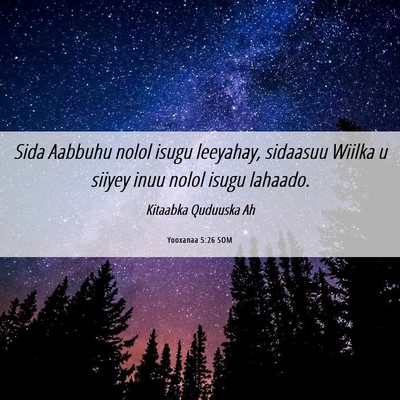 Picture 06 - Yooxanaa 5:26 SOM - Sida Aabbuhu nolol isugu leeyahay, sidaasuu - Bible Verse Picture
